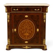 DunquerqueClássica com Marchetaria Floral Marrom 105x95x45cm para Sala de Estar