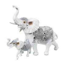 Duo Elefante Branco Decorativo Luxo Verito Duo Elefante Branco Decorativo Luxo Verito