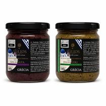 Duo Pastas de Azeitonas Gregas Pretas e Verdes 2x180g Kit Gourmet Premium