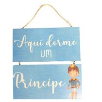 Duo Placa de MDF - Aqui Dorme um Príncipe (10cmx20cm)