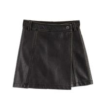 Duoperi-mini saia para as mulheres, pu preto, cintura alta, casual, chique, moda