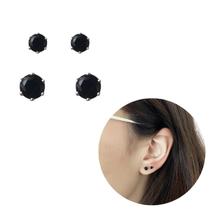 Dupla 2 pares brincos prata 925 preto banhado ponto de luz