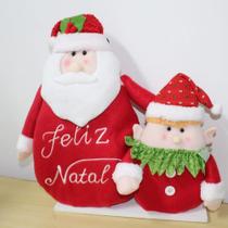 Dupla Bonecos Natalinos em Poliéster 43cm Decoração de Natal