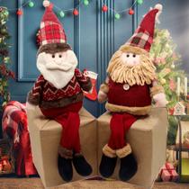 Dupla Bonecos Natalinos Papai Noel Com Pernas Moles De 60cm Dupla Bonecos Natalinos Papai Noel Com Pernas Moles De 60cm