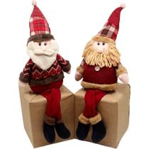 Dupla Bonecos Natalinos Papai Noel Com Pernas Moles De 60cm Dupla Bonecos Natalinos Papai Noel Com Pernas Moles De 60cm