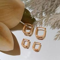 Dupla Brinco Argola Lisa Quadrada