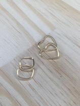 Dupla Brinco Argola Quadrada e Argola Coração Ouro 18k