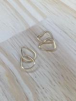 Dupla Brinco Gota e Coração Ouro 18k