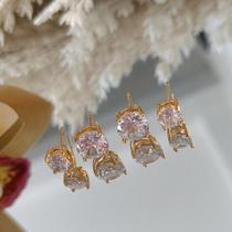 Dupla Brinco Ponto de Luz Cravejado Zircônia Cristal