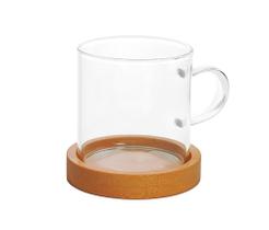 Dupla Caneca Vidro Boro Base Bambu 100 Ml Mimo Dupla Caneca Vidro Boro Base Bambu 100 Ml Mimo