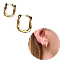 Dupla de argola quadrada banhada a ouro 18k antialérgica Dupla de argola quadrada banhada a ouro 18k antialérgica