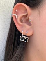 Dupla de Argolinhas Black Prata 925 e Banhado a Ouro 18k Cor:Banhado a Ouro 18k