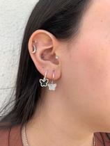 Dupla De Argolinhas Borboleta P&B Prata 925 e Banhada a Ouro 18k Cor:Banhado a Ouro 18k