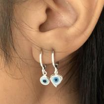 Dupla de Argolinhas Com Pingente Olho Grego Prata925 e Banhado a Ouro18k Com Garantia Cor:Prata 925 Dupla de Argolinhas Com Pingente Olho Grego Prata925 e Banhado a Ouro18k Com Garantia Cor:Prata 925