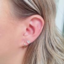 Dupla de Brincos Folheado a Ouro Argola e Zircônia