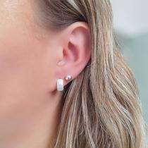 Dupla de Brincos Folheado a Prata Argola e Bolinha