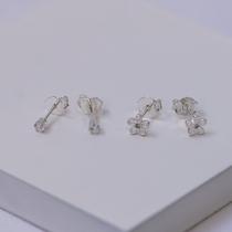 Dupla de Brincos Folheado a Prata Zircônias Cristal Dupla de Brincos Folheado a Prata Zircônias Cristal