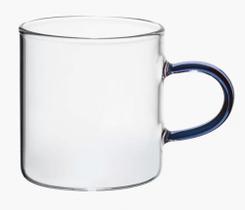 Dupla de Caneca Vidro Boro Alça Azul 100 ml - Mimo Style Dupla de Caneca Vidro Boro Alça Azul 100 ml - Mimo Style