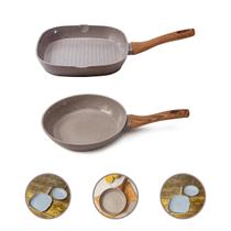 Dupla de Frigideiras Revestimento Cerâmico Antiaderente Fundo Triplo