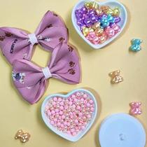 Dupla de Laço ou Tiara arquinho + 225 Miçangas Pérolas para pulseira e colar + Fio de Silicone