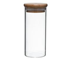 Dupla de Porta Mantimentos Vidro Boro Tampa Bambu 170 ml Mimo Style