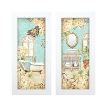 Dupla de Quadros Decorativo Banheiro Espelho 28x23