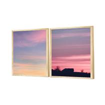 Dupla de Quadros Decorativos Céu Paisagem Rosa Natureza