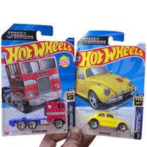 Dupla de Transformers Optimus Prime + Bumblebee Amarelo Hot Wheels 2025
