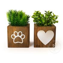 Dupla de Vasinhos com Planta Artificial Decoração Pet Dupla de Vasinhos com Planta Artificial Decoração Pet