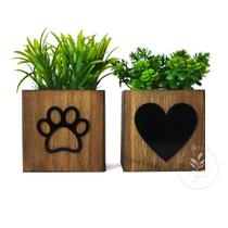 Dupla de Vasinhos com Planta Artificial Decoração Pet Dupla de Vasinhos com Planta Artificial Decoração Pet