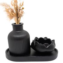 Dupla De Vaso Decorativo Com Bandeja Enfeite De Casa Sala