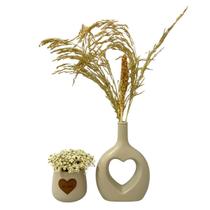 Dupla De Vaso Decorativo Com Flores Secas Decoração Casa