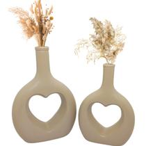 Dupla De Vaso Decorativo Coração Em Ceramica Enfeite Casa