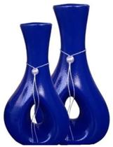 Dupla De Vasos De Cerâmica Decoração - Enfeite Para Sala Quarto Mesa Rack Aparador