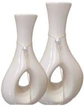 Dupla De Vasos De Cerâmica Decoração - Enfeite Para Sala Quarto Mesa Rack Aparador