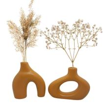 Dupla De Vasos Organico Decorativo Em Ceramica Casa Sala