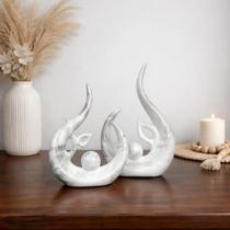 Dupla Decoração Sala Vaso Cerâmica Enfeite Rack Estante Luxo