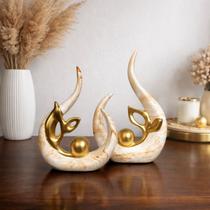 Dupla Decoração Sala Vaso Cerâmica Enfeite Rack Estante Luxo