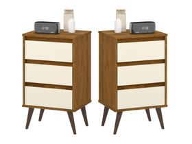 Dupla Movel Multitarefa Apoio Mesa Mesinha Para Cabeceira Casal Solteiro Wood EJ Cores
