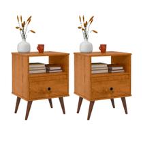 Dupla Movel Multitarefa Apoio Mesa Mesinha Para Cabeceira Casal Solteiro Wood New EJ Cores