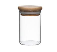 Dupla Porta Mantimentos Vidro Boro Tampa Bambu 110 Ml Mimo