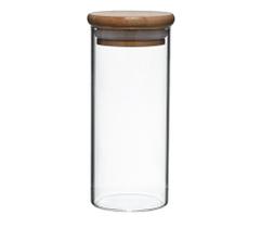 Dupla Porta Mantimentos Vidro Boro Tampa Bambu 170 Ml Mimo