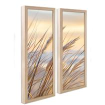 Dupla Quadro Decorativo com Moldura Flores Folhas Moderno Minimalista Sala Cozinha Lavabo 62cm