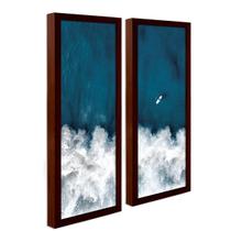Dupla Quadro Decorativo com Moldura Folhagem Moderno Conjunto Minimalista Sala Cozinha Lavabo 62cm