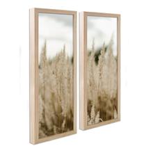 Dupla Quadro Decorativo com Moldura Folhagem Moderno Conjunto Minimalista Sala Cozinha Lavabo 62cm