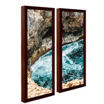Dupla Quadro Decorativo com Moldura Folhagem Moderno Conjunto Minimalista Sala Cozinha Lavabo 62cm