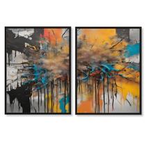 Dupla Quadros Decorativos 60x90 Pintura Abstrata Moderna Cores Sala Quarto Escritório Moldura Dupla Quadros Decorativos 60x90 Pintura Abstrata Moderna Cores Sala Quarto Escritório Moldura