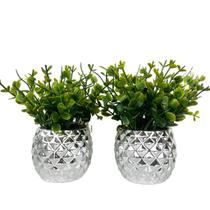 Dupla vaso cachepot prata em alto relevo 3D decoração casa