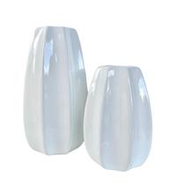 Dupla vaso centro de mesa grande médio alto relevo branco