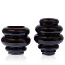 Dupla Vaso De Vidro Preto